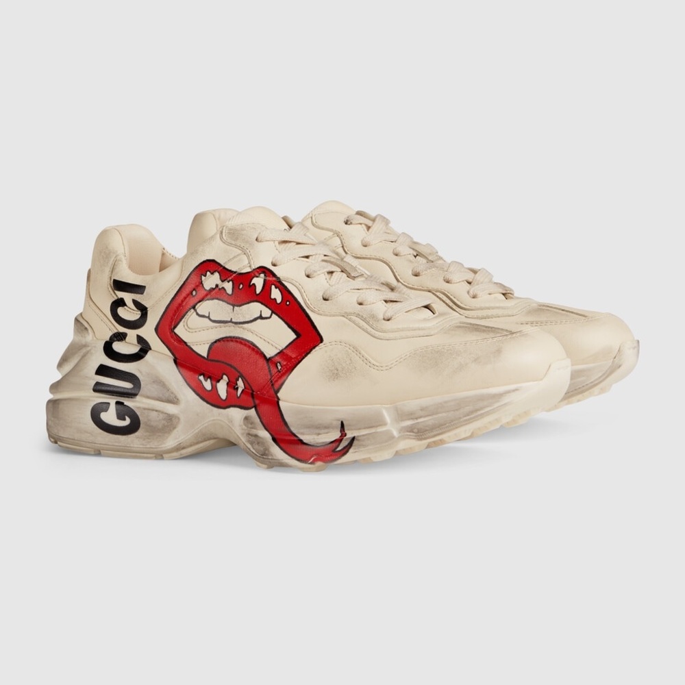 EUC Men’s Size 8.5 (Euro Size 42) Gucci Rhyton Low-top Sneakers With Mouth Print - Picture 4 of 16